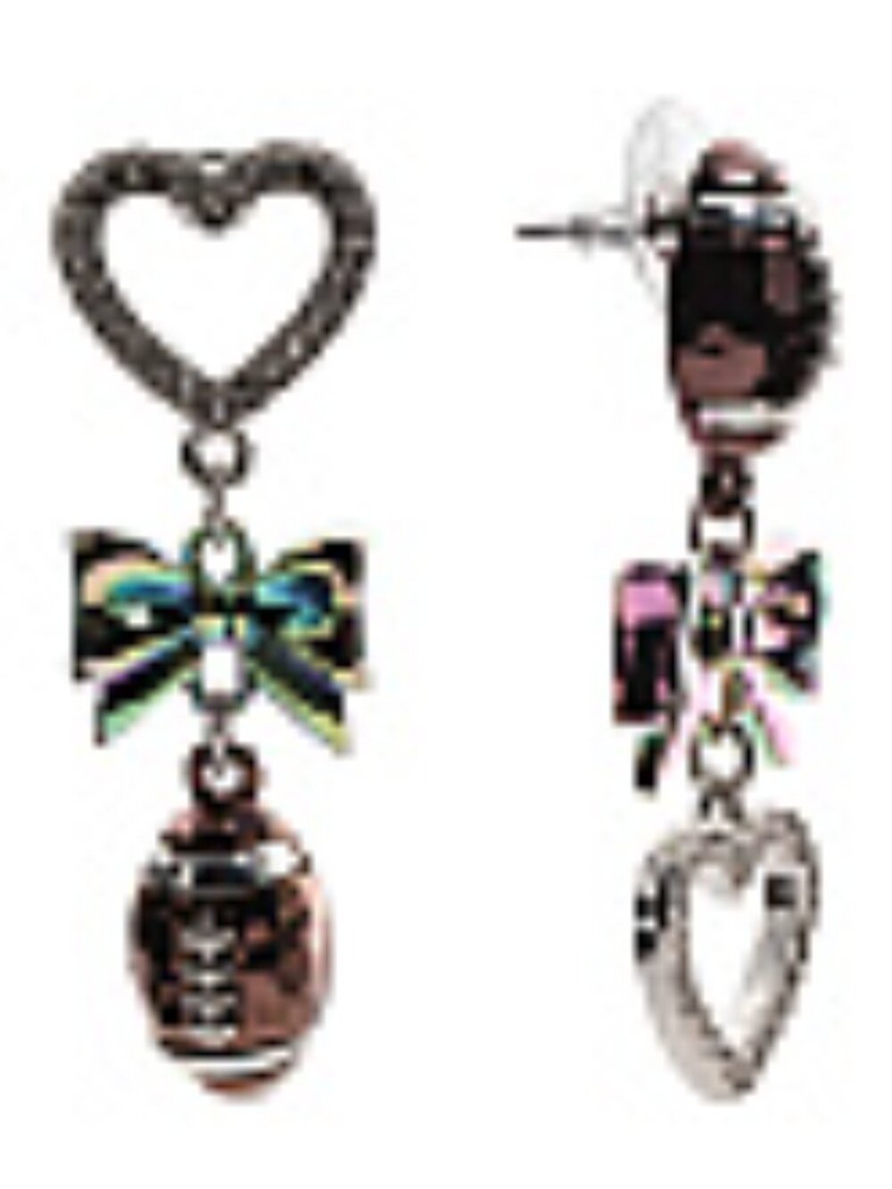 BETSEY JOHNSON Mismatched Love Football Drop Earrings NWTS - Picture 6 of 7